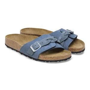 Birkenstock Oita Blue Suede Slide Sandals Braided Strap Boho Comfort Womens 8